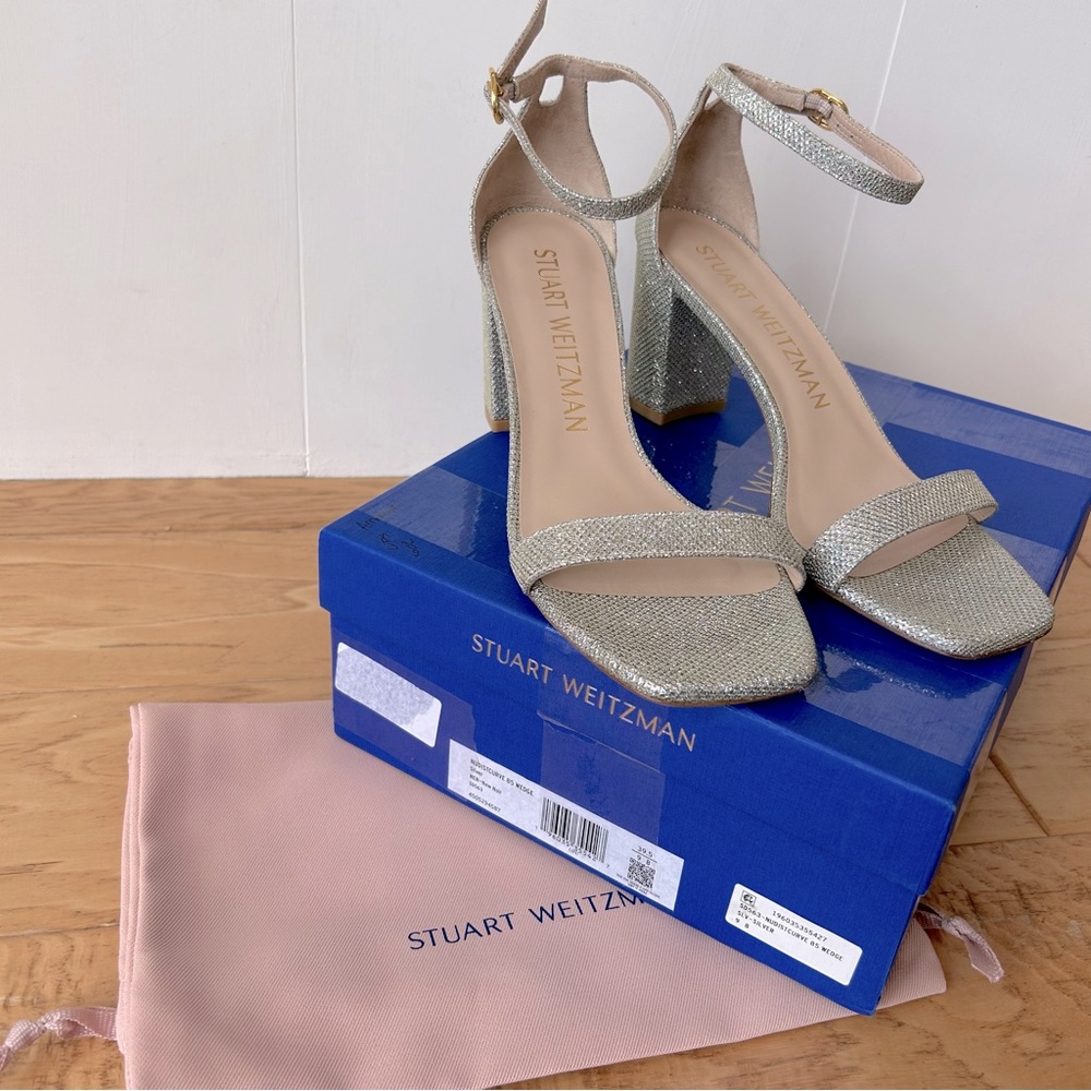 Stuart Weitzman Nib Silver Metallic Nudistcurve B… - image 2